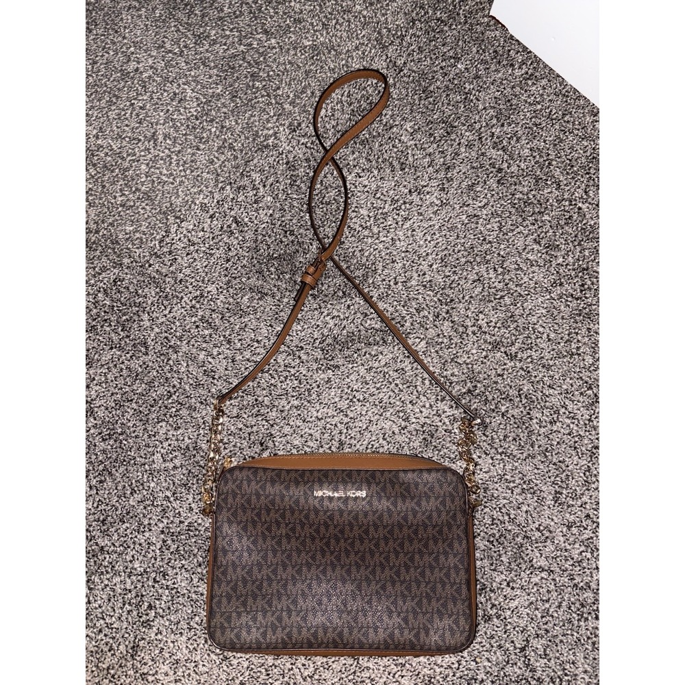 Michael Kors Jet Set Signature Brown Crossbody Bag - Picture 2 of 9